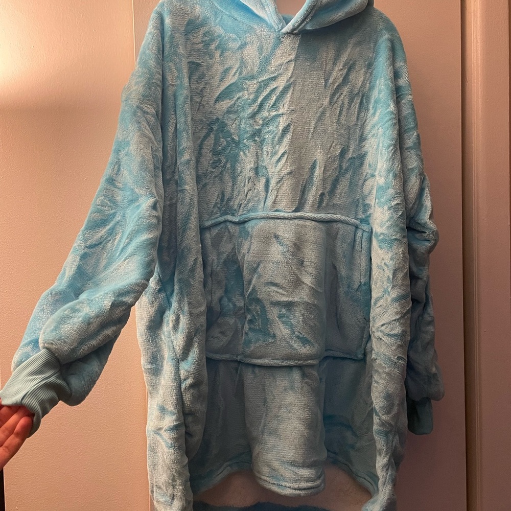 Cozy Blue Hooded Blanket Sweatshirt